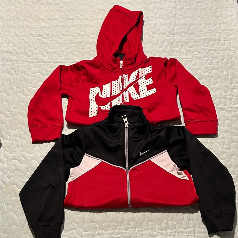 EUC Nike Red and Black Jackets with White Accents - Size 3T & 2T